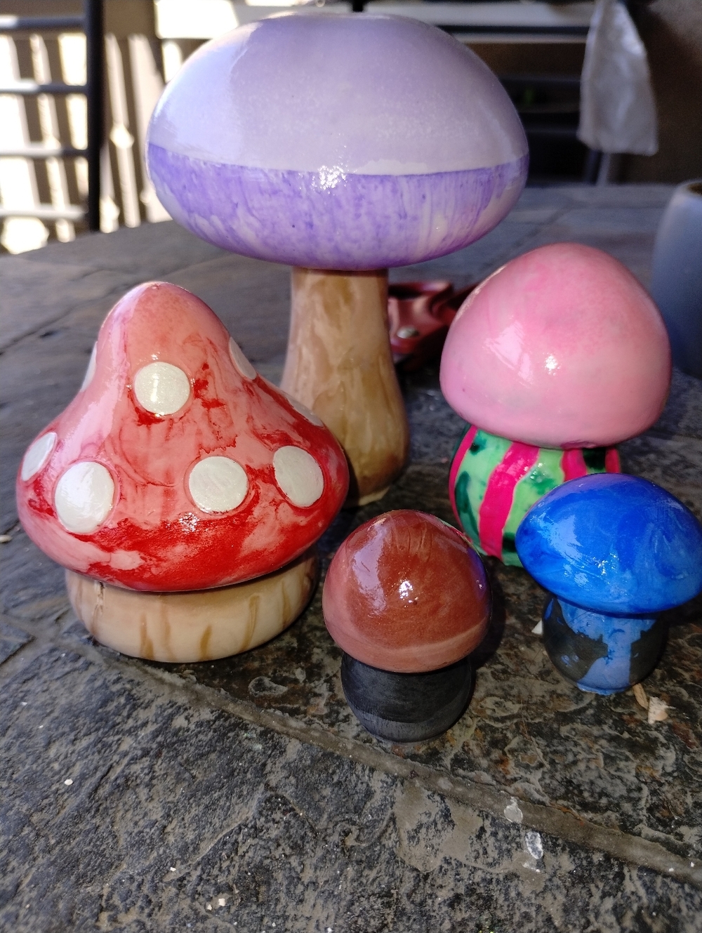 Handcrafted Ceramic Mushroom Garden 5pc